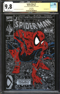 Spider-Man (1990) # 1 Silver Edition CGC x JSA Signature Series 9.8 NM/MT Signed Todd McFarlane