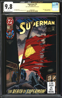 Superman (1987) # 75 CGC x JSA Signature Series 9.8 NM/MT Signed/Numbered "155/1250" Jerry Siegel w/ Dynamic Forces Creator's Series Box