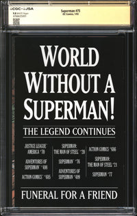 Superman (1987) # 75 CGC x JSA Signature Series 9.8 NM/MT Signed/Numbered "155/1250" Jerry Siegel w/ Dynamic Forces Creator's Series Box